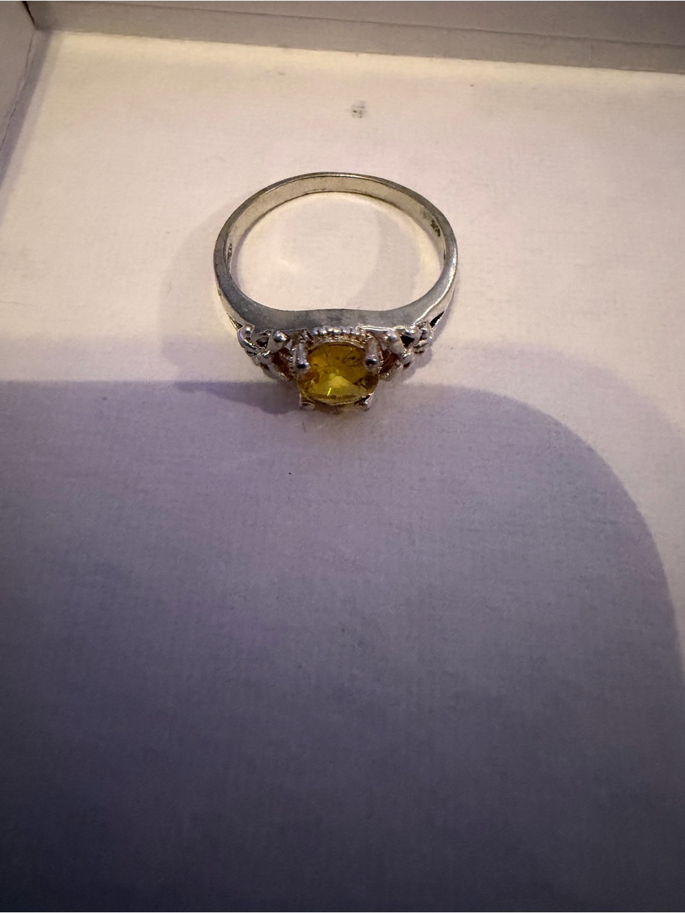 Sterling Silver Yellow Stone Cocktail Ring - Elegant Women's Jewelry